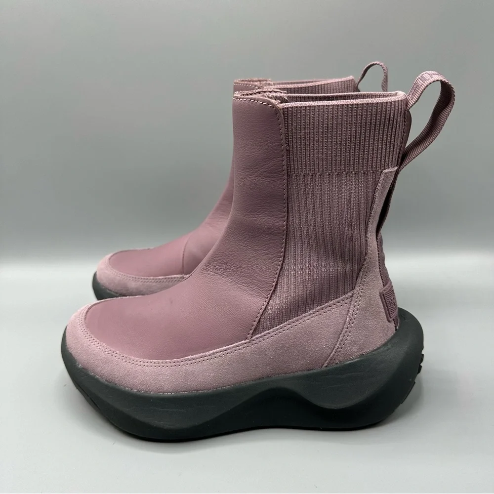 The North Face Knit Platform Leather Boots Pink Purple Women’s Size 6